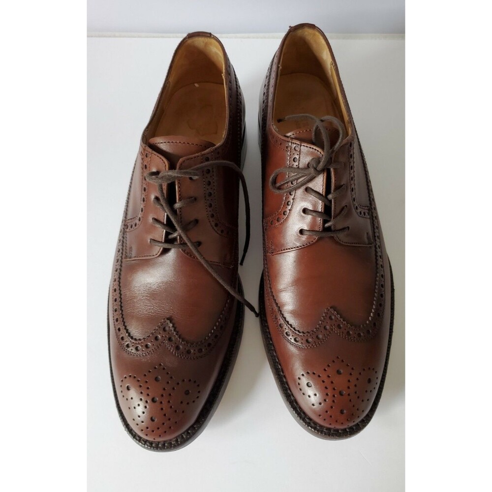 Men’s Jack Erwin Hubert Longwing Derby Wingtip Oxford Brown leather Shoes Sz  9D